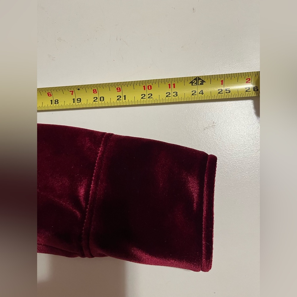 INC International Concepts Velvet Military Jacket Blazer collarless burgundy M - Picture 11 of 11
